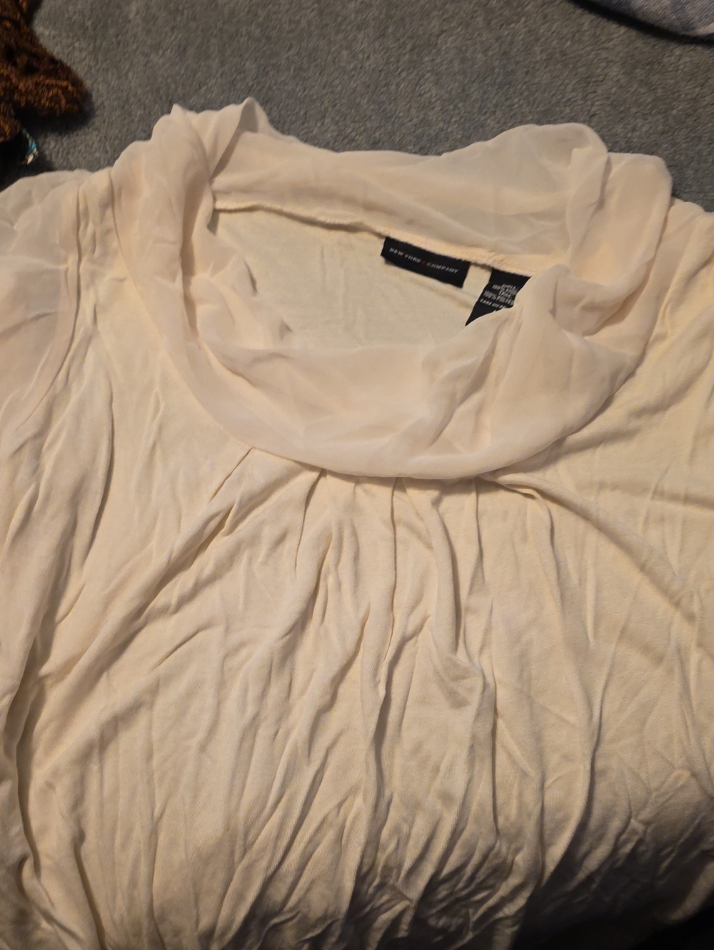 New York & Company Cream Cowl Neck Blouse